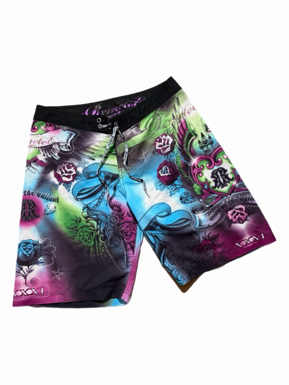 Remetee Swim Trunks Mens 36 Multicolor Tie Dye Graphic Surf Board Shorts